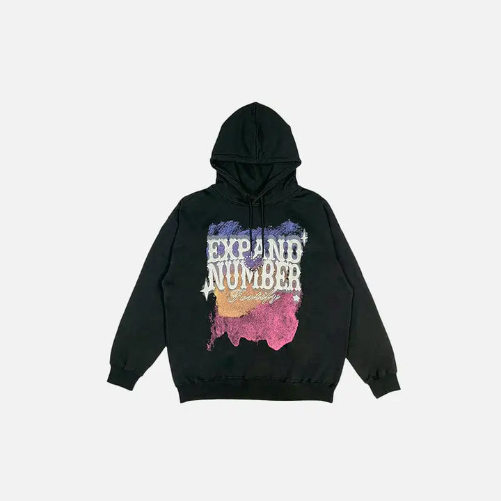 Y2k loose foam printed hoodie for comfort and warmth - black / m - hoodies