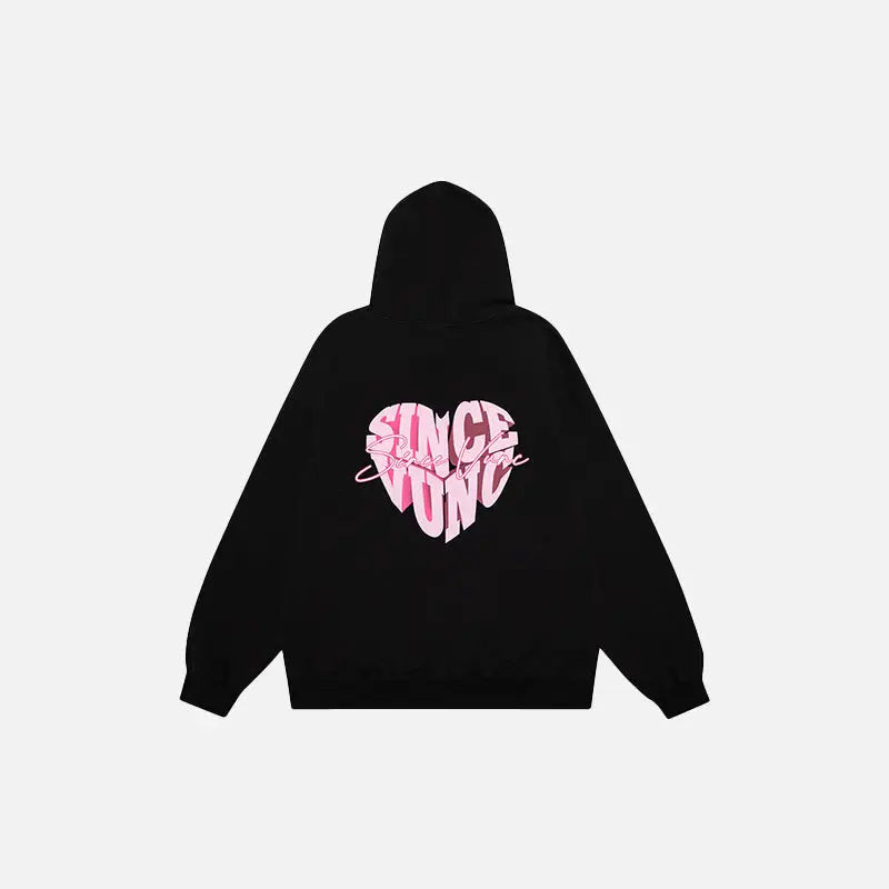 Y2k peach heart washed loose fit hoodie for comfort and style - black / xl - hoodies