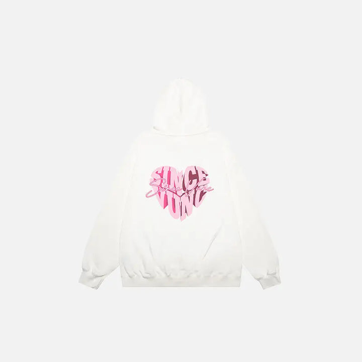 Y2k peach heart washed loose fit hoodie for comfort and style - white / xl - hoodies