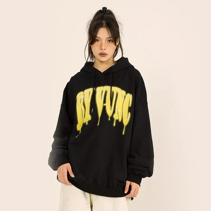 Y2k loose printed washed hoodie for stylish comfort - hoodies