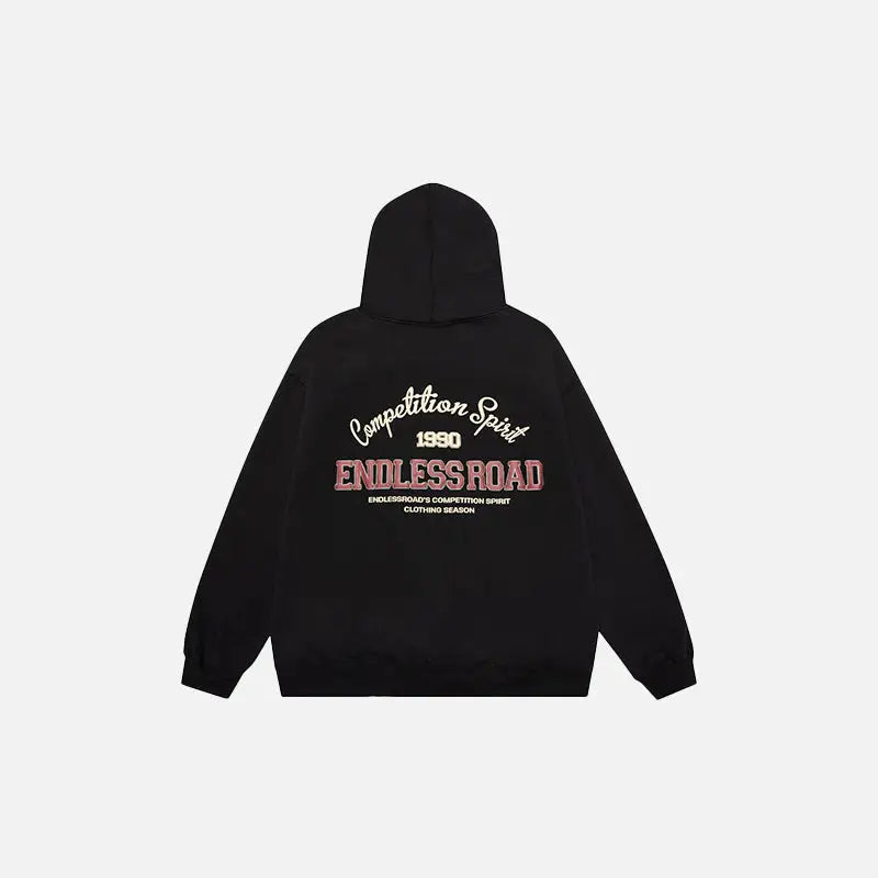 Endless road y2k retro loose hoodie for casual style and comfort - black / l - hoodies