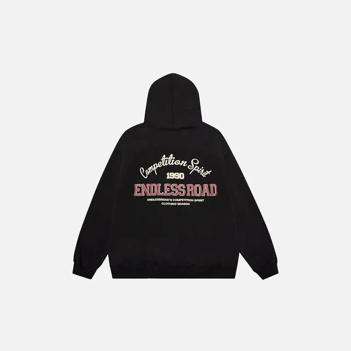 Endless road y2k retro loose hoodie for casual style and comfort - black / l - hoodies