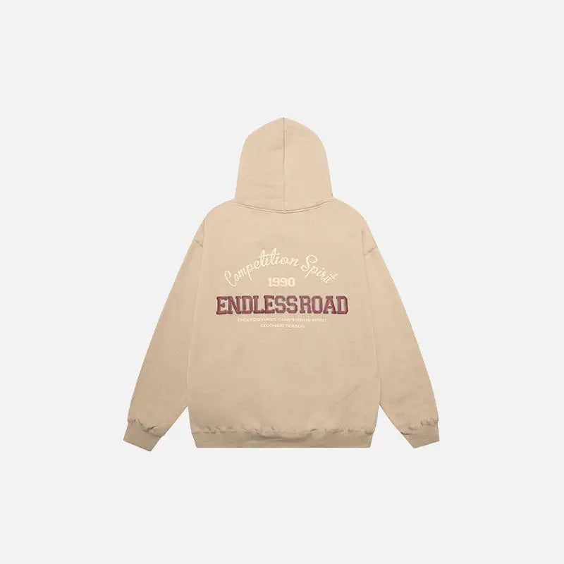 Endless road y2k retro loose hoodie for casual style and comfort - camel / l - hoodies
