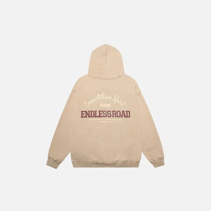 Endless road y2k retro loose hoodie for casual style and comfort - camel / l - hoodies