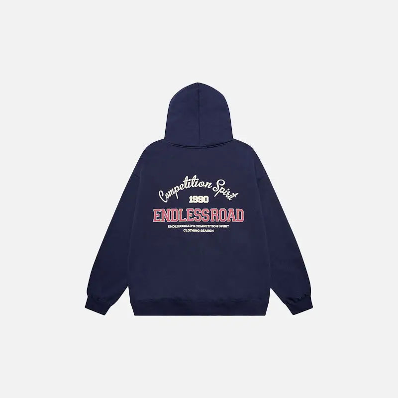 Endless road y2k retro loose hoodie for casual style and comfort - navy blue / l - hoodies