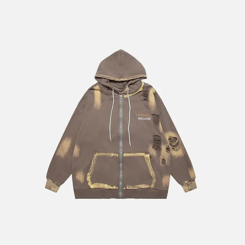 Vintage loose washed y2k hoodie from the streetwear collection - auburn / m - hoodies