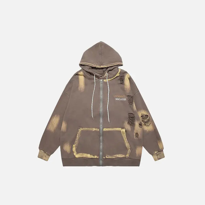 Vintage loose washed y2k hoodie from the streetwear collection - auburn / m - hoodies