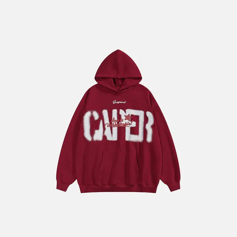 Lost star y2k graphic print hoodie for streetwear enthusiasts - burgundy / s - hoodies