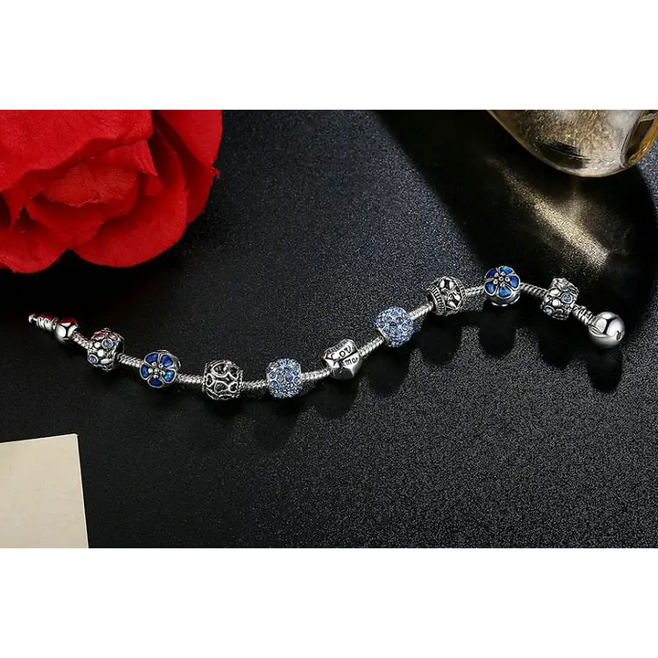 Flower silver plated necklace with zinc alloy and crystal accents