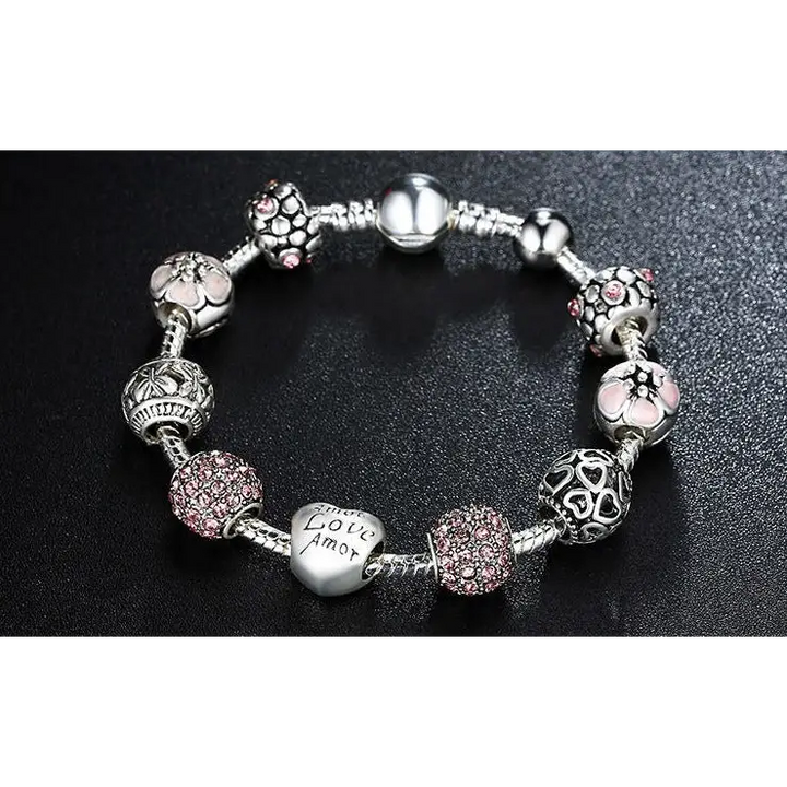 Flower silver plated necklace with zinc alloy and crystal accents