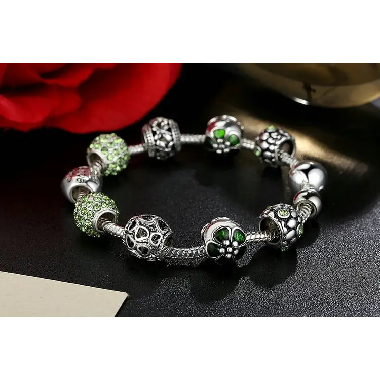 Flower silver plated necklace with zinc alloy and crystal accents