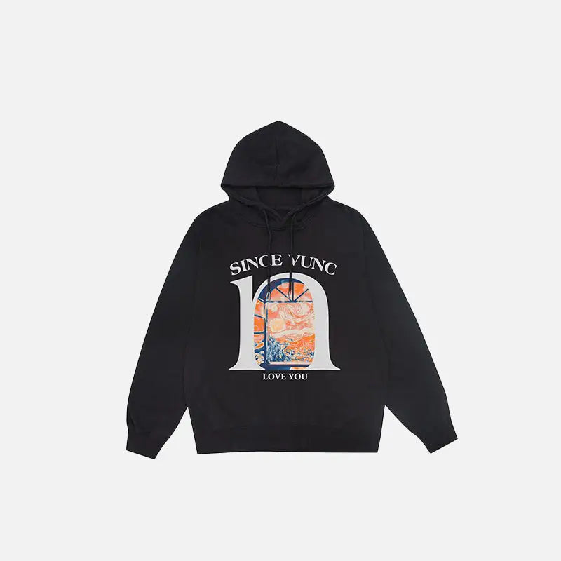 Love you y2k graphic print hoodie for ultimate comfort and style - black / m - hoodies