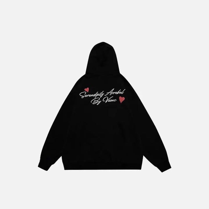 Y2k loved heart embroidered hoodie for comfortable streetwear style - hoodies