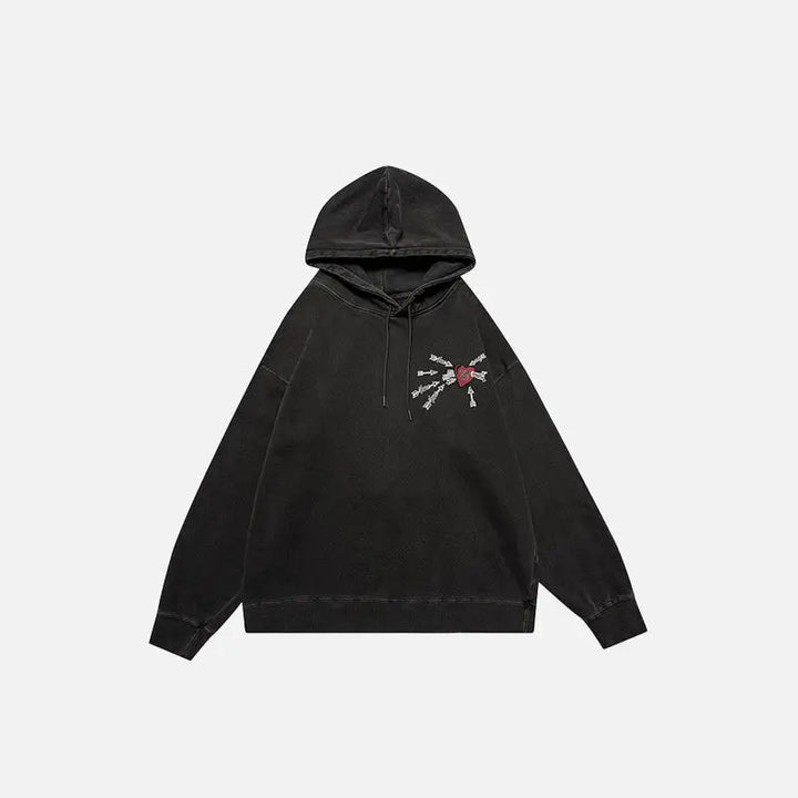 Y2k loved heart embroidered hoodie for comfortable streetwear style - ink black / m - hoodies