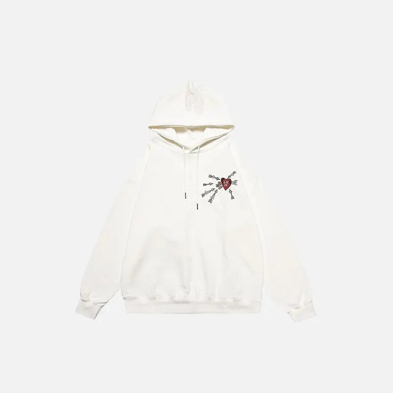 Y2k loved heart embroidered hoodie for comfortable streetwear style - white / m - hoodies
