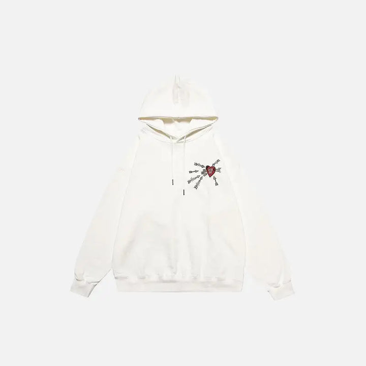 Y2k loved heart embroidered hoodie for comfortable streetwear style - white / m - hoodies