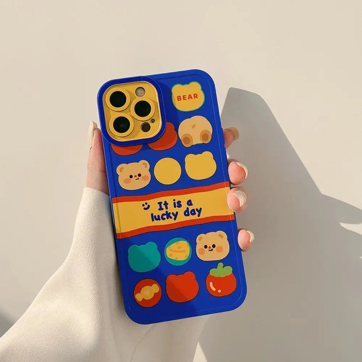 Lucky day bear design cell phone case for iphone y2k - cases