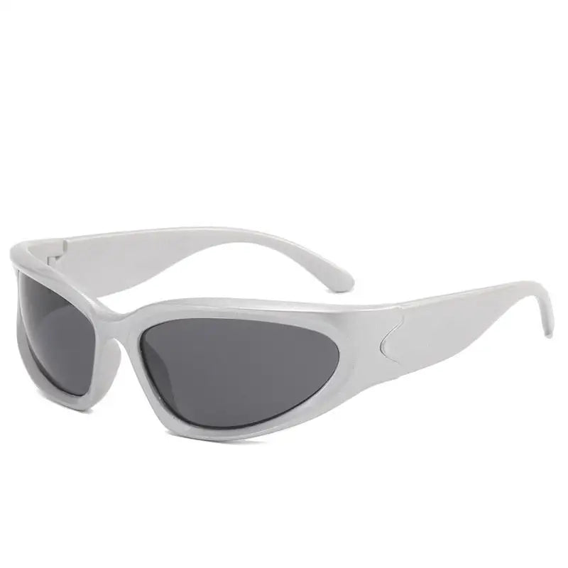 Gorpcore y2k glasses with silver metal bridge - grey
