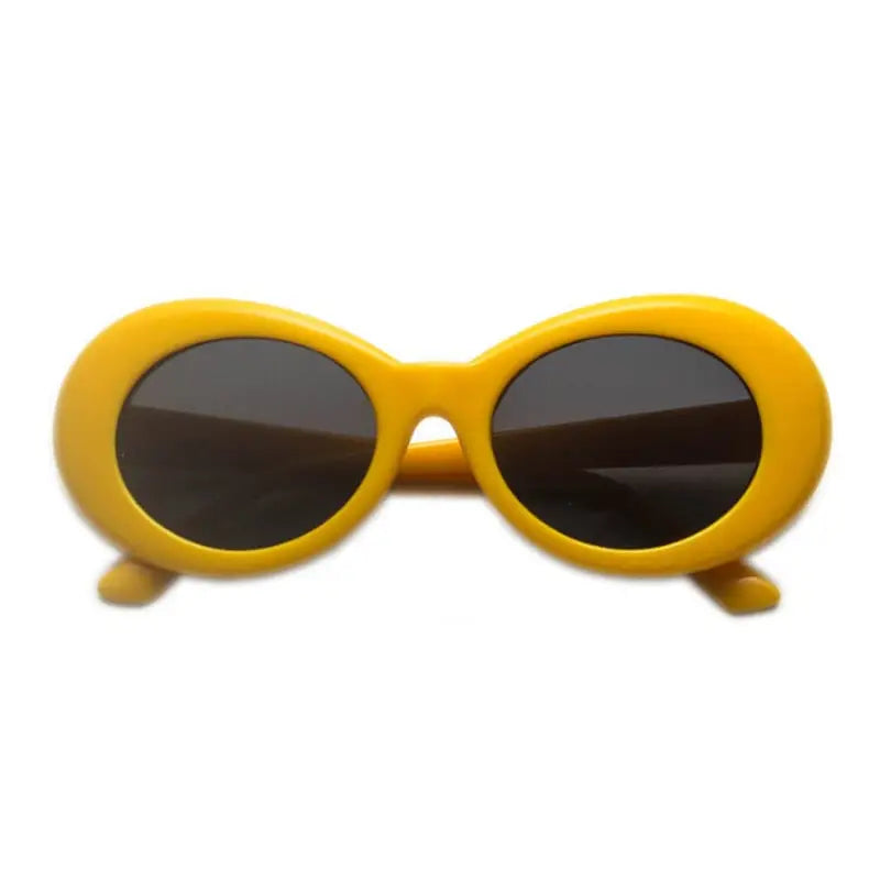 Kurt cobain style y2k semi-cat-eye glasses - yellow / grey