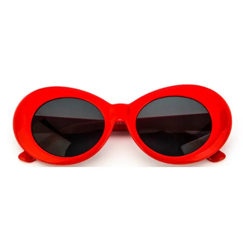 Kurt cobain style y2k semi-cat-eye glasses - red / grey