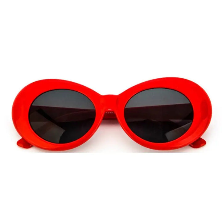 Kurt cobain style y2k semi-cat-eye glasses - red / grey