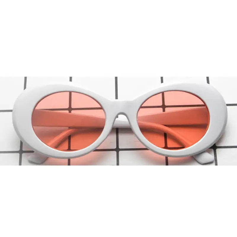 Kurt cobain style y2k semi-cat-eye glasses - white red