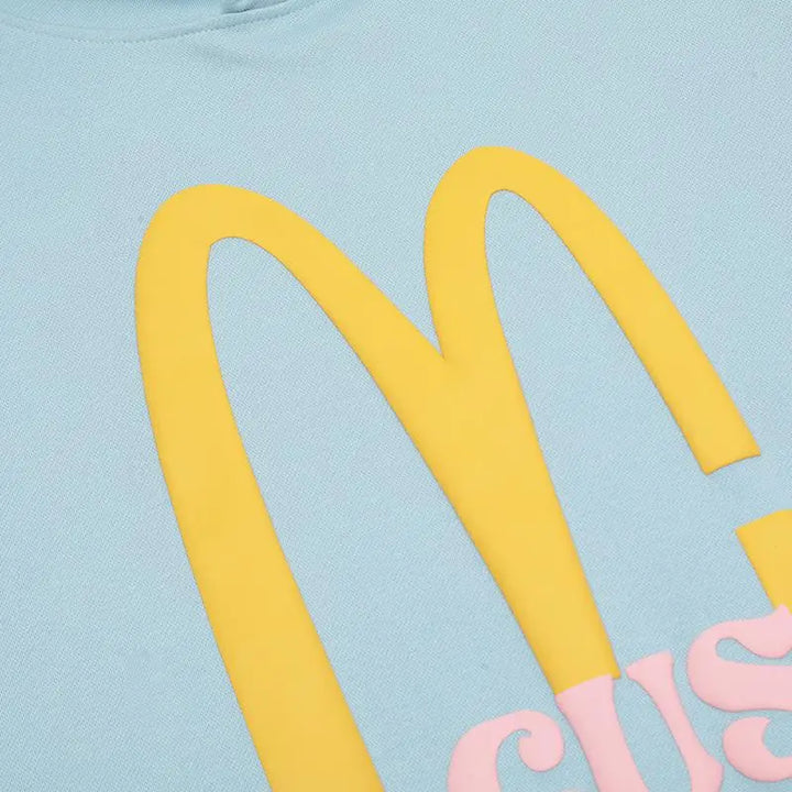 Y2k print hoodie with bold letter m design - hoodies