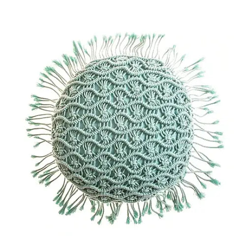 Macrame boho pillow case 40x40cm for aesthetic bedroom decor - green / with cushion inner