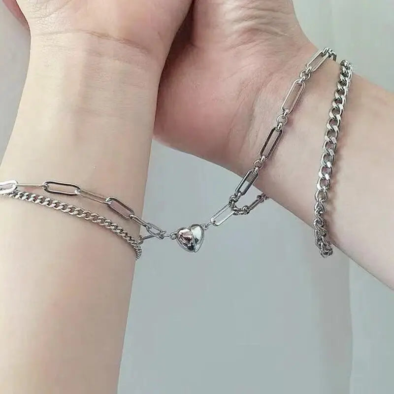 Y2k stainless steel magnetic couple necklace for stylish romance