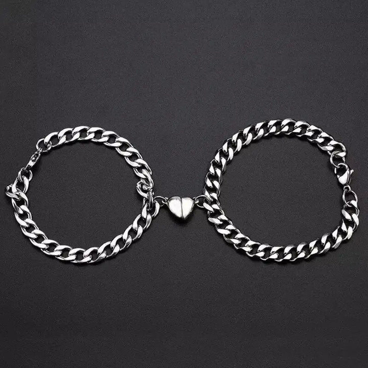 Y2k stainless steel magnetic couple necklace for stylish romance
