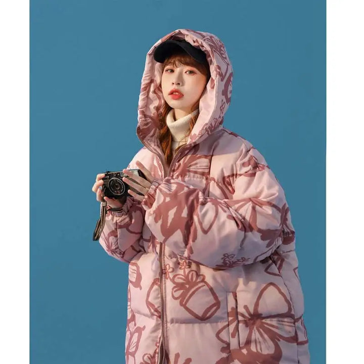 Aesthetic y2k down jacket with butterfly pattern