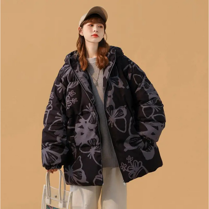 Aesthetic y2k down jacket with butterfly pattern