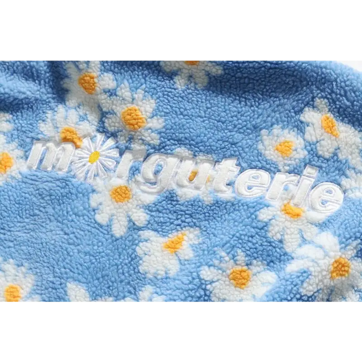 Marguerite daisy flower y2k jacket for trendy outerwear style - fuzzy jackets