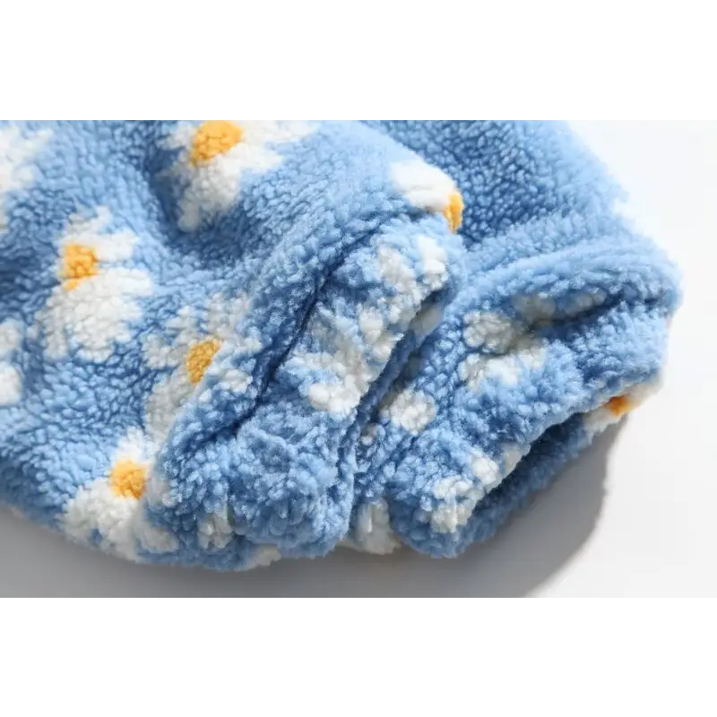 Marguerite daisy flower y2k jacket for trendy outerwear style - fuzzy jackets