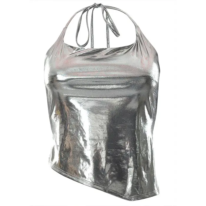 Metallic crop top for women perfect hot summer months