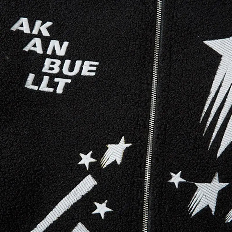 Meteor star y2k fleece jacket with stand-up collar