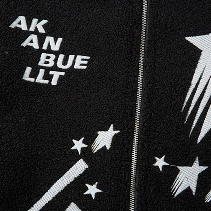 Meteor star y2k fleece jacket with stand-up collar