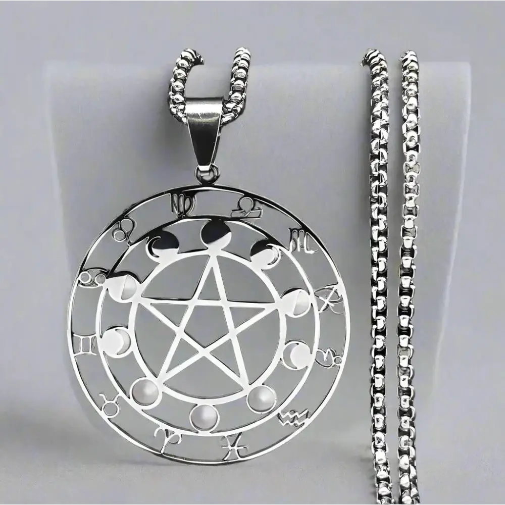 Trendy y2k pentagram pendant necklace jewelry in stainless steel