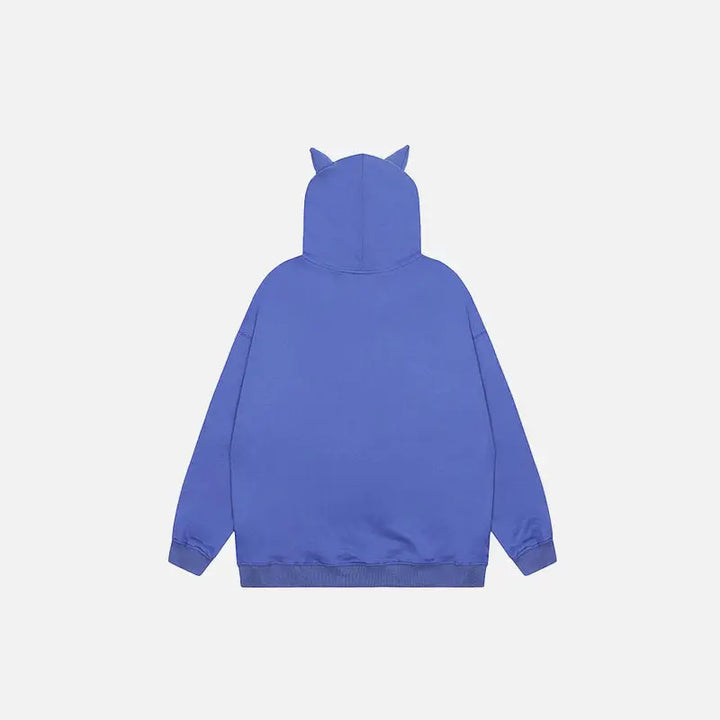 Monster face y2k oversized zip hoodie for ultimate streetwear style - hoodies