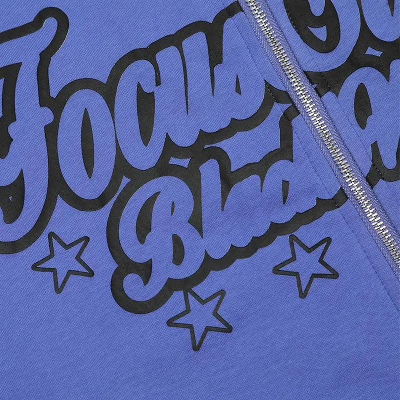 Monster face y2k oversized zip hoodie for ultimate streetwear style - hoodies