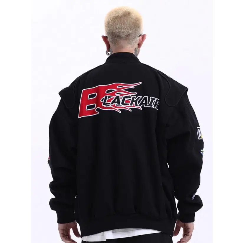 Vintage y2k motorcycle racing jacket for trendy layering - jackets