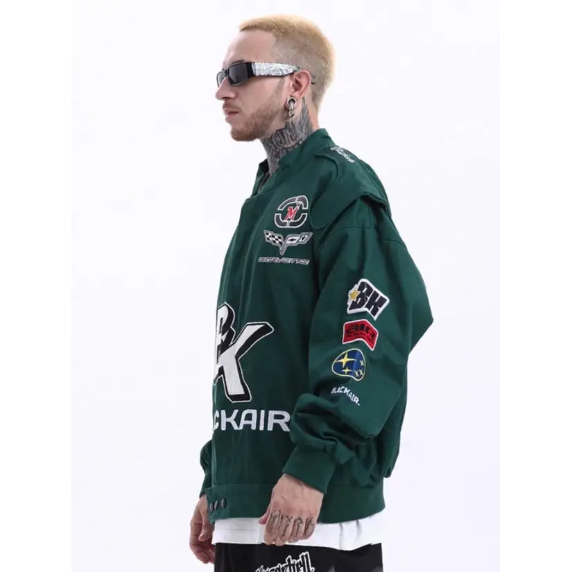 Vintage y2k motorcycle racing jacket for trendy layering - jackets