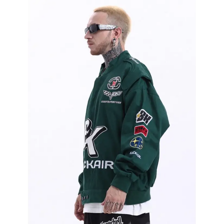 Vintage y2k motorcycle racing jacket for trendy layering - jackets