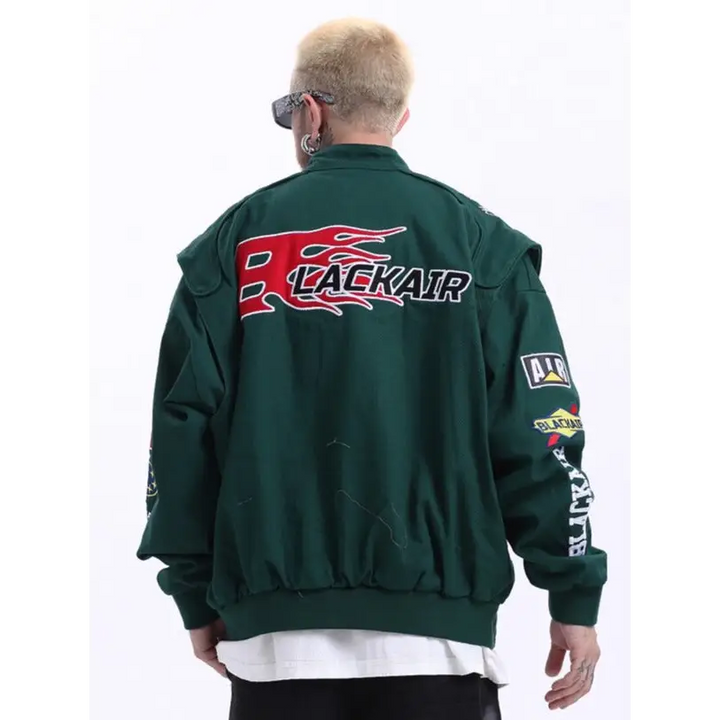 Vintage y2k motorcycle racing jacket for trendy layering - jackets