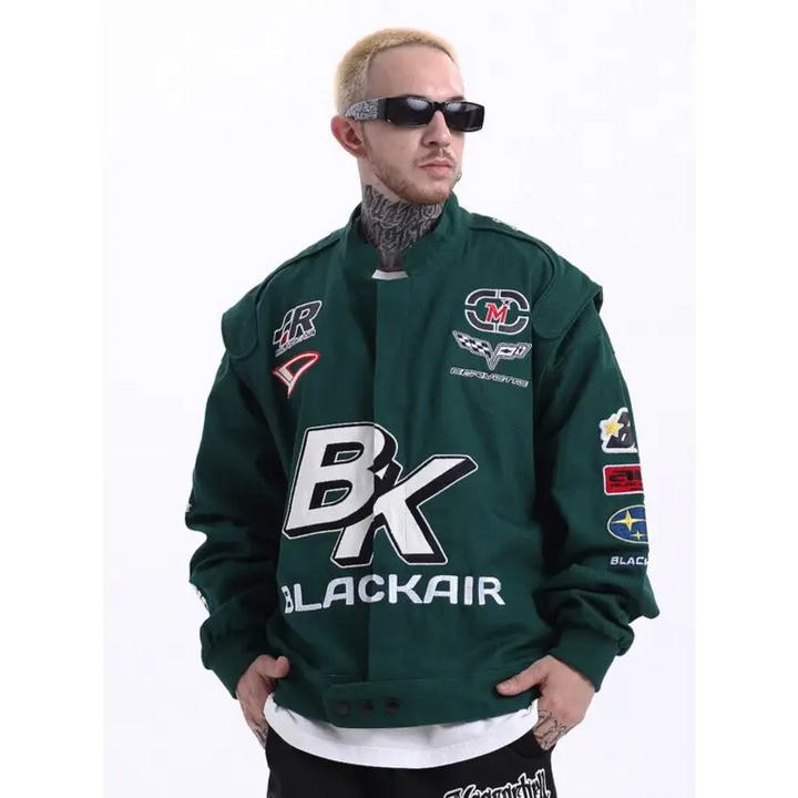 Vintage y2k motorcycle racing jacket for trendy layering - jackets