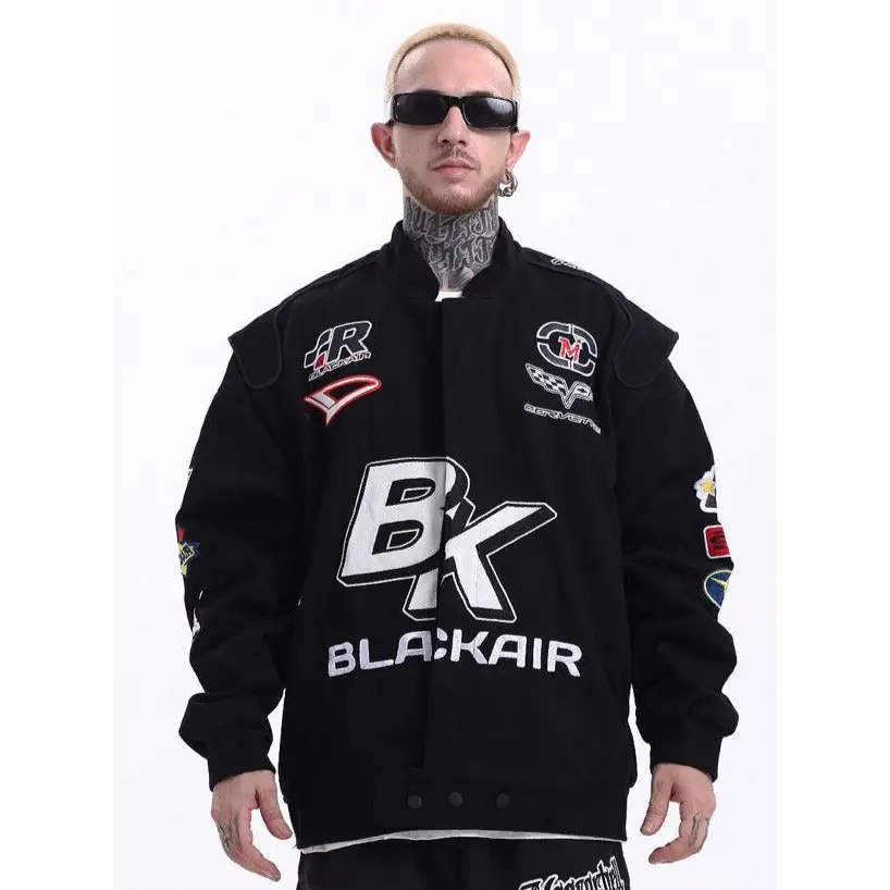 Vintage y2k motorcycle racing jacket for trendy layering - jackets