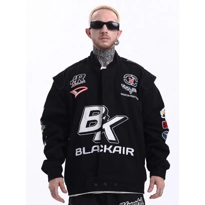 Vintage y2k motorcycle racing jacket for trendy layering - jackets