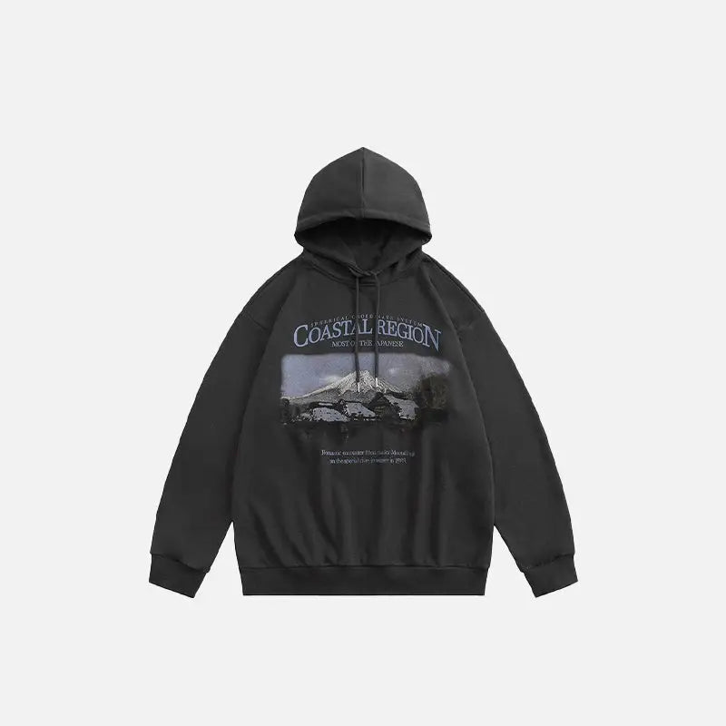 Mount fuji graphic print hoodie for streetwear lovers - grey / m - hoodies