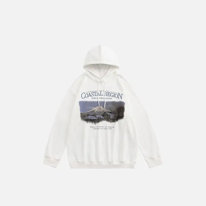 Mount fuji graphic print hoodie for streetwear lovers - white / m - hoodies