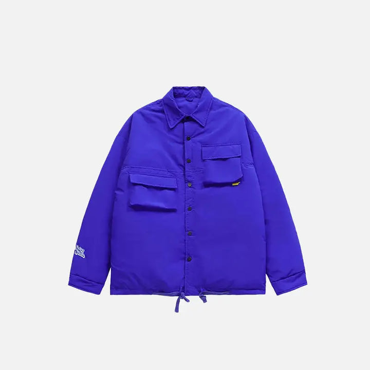 Original y2k cargo windbreaker jacket with multi-pockets - blue / m - jackets